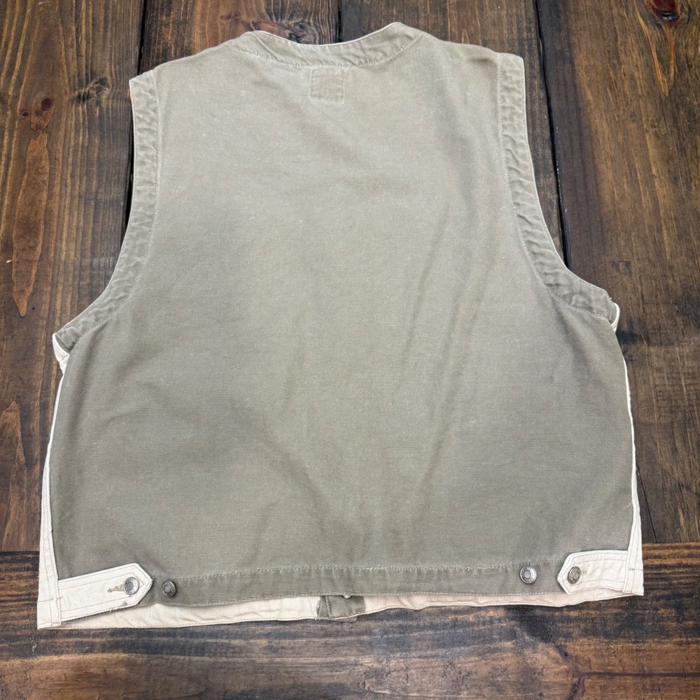 Gap‎ Mens Vintage Utility Fishing Vest Cream Olive Cotton Canvas Large - Picture 5 of 5